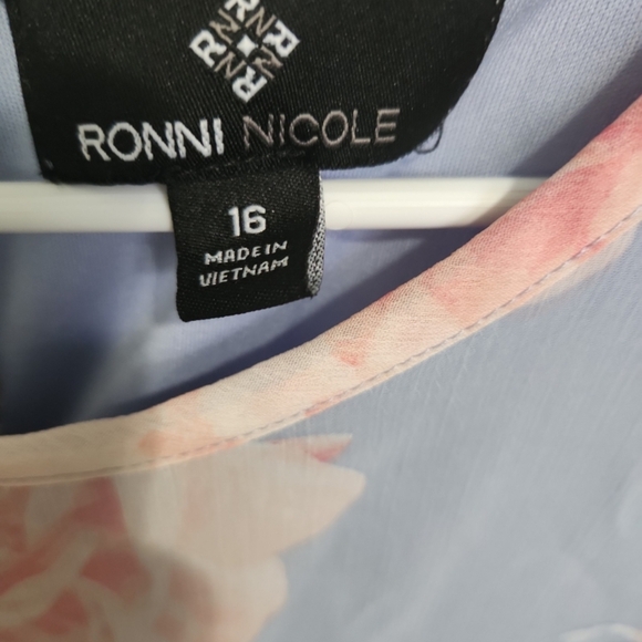 Ronni Nicole Blue and Pink Floral Blouse - Picture 2 of 2